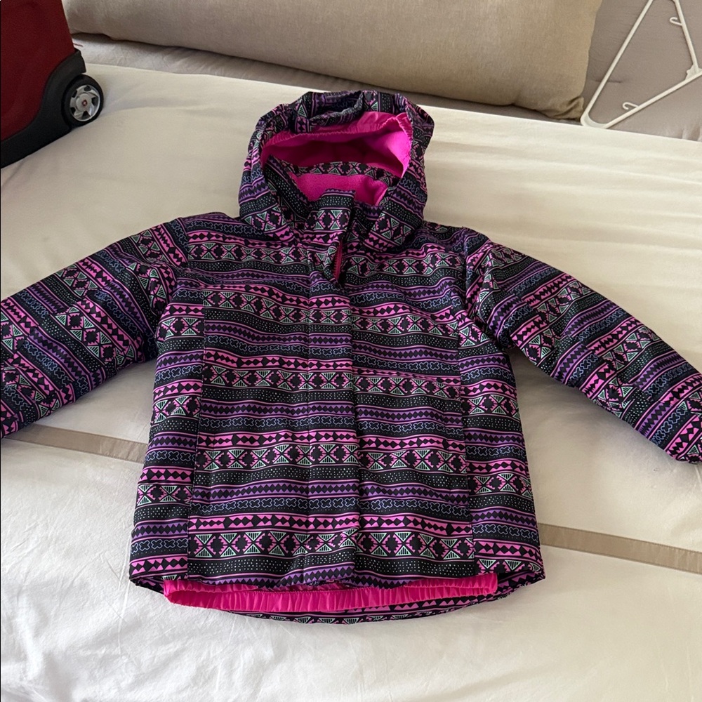 Kids Pink Hooded Ski Jacket